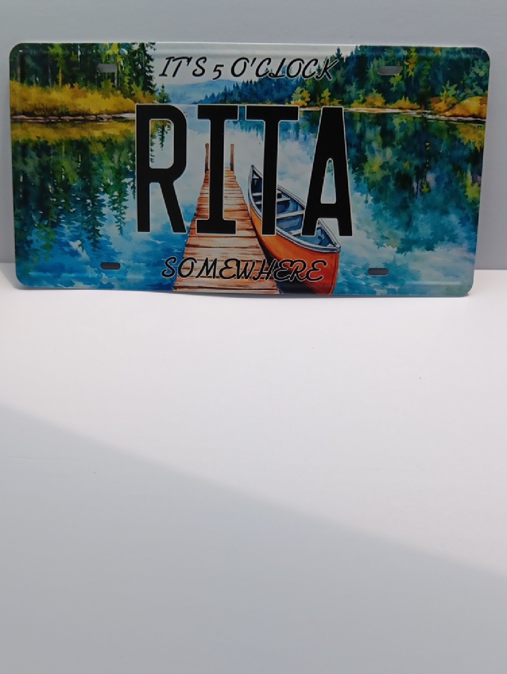 Personalized 'Rita' Lake Dock Wall Art - Blue & Green